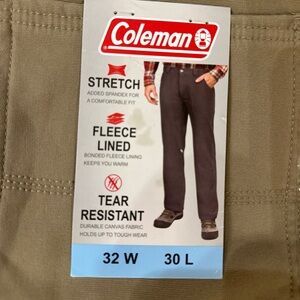 Coleman Tan Fleece Lined Pants 32 x 30 New w/ tags